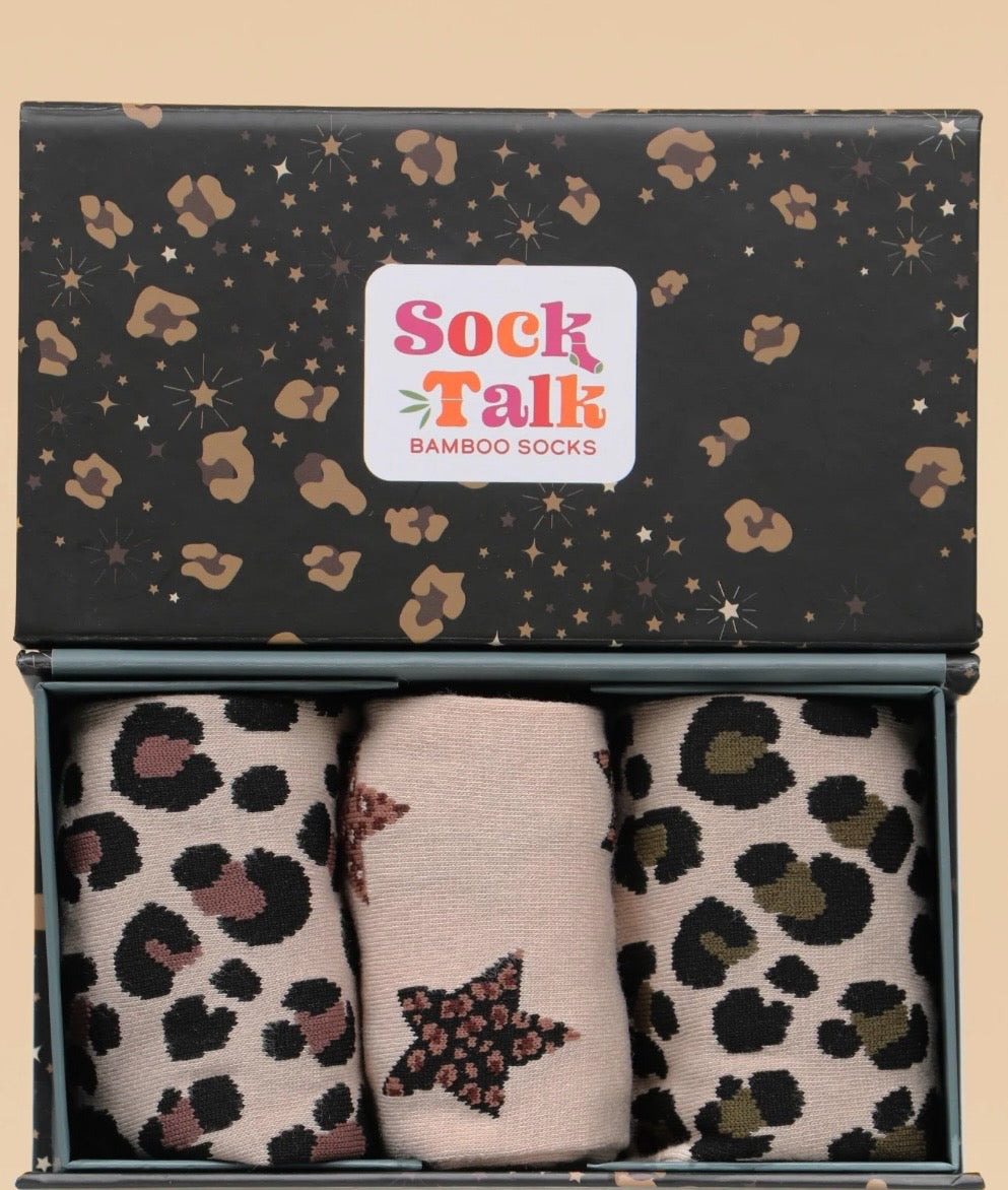 Women's Socks - Star and Cheetah - Gift Box