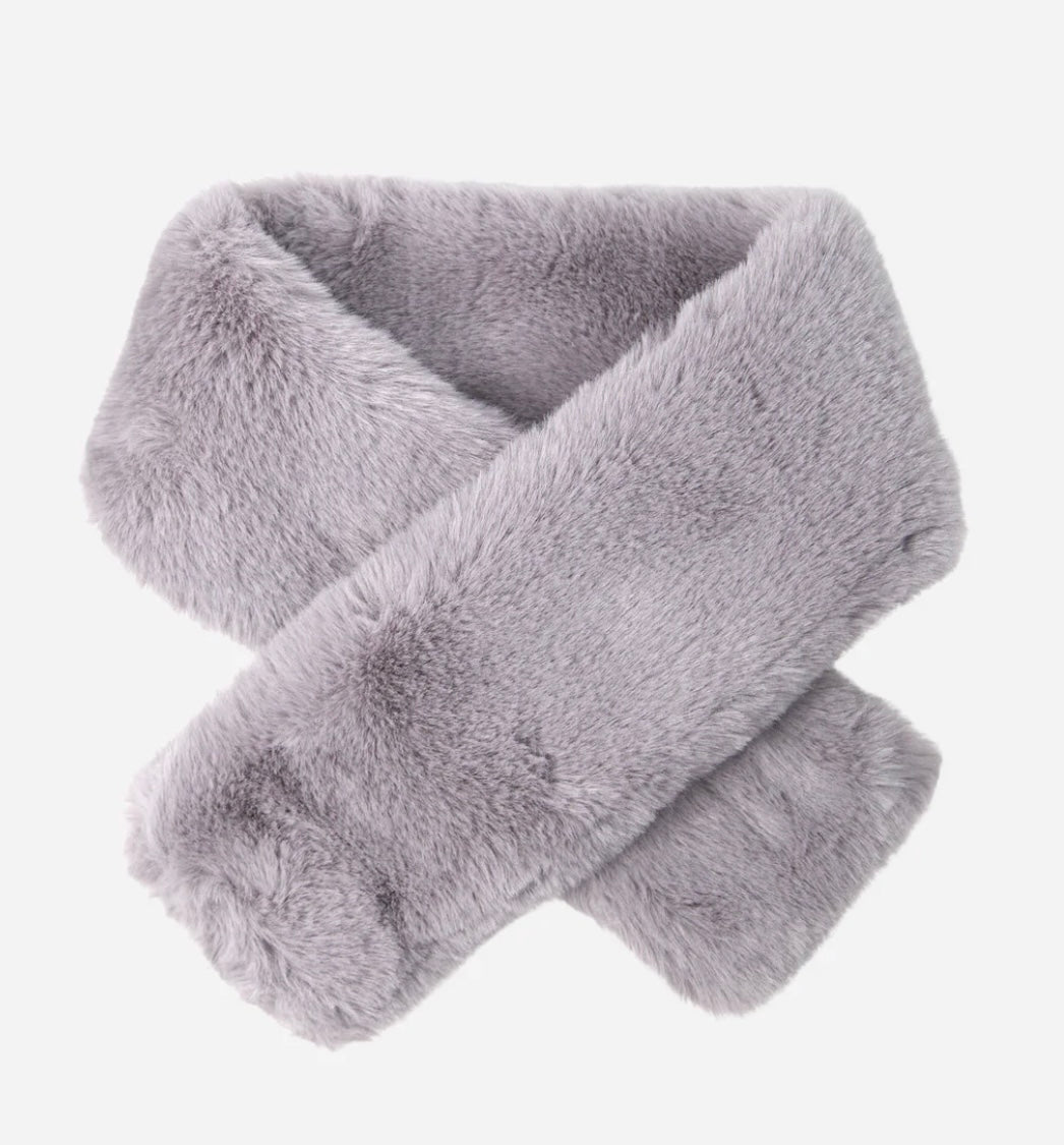 Faux Fur Tuck Scarf - Medium Grey