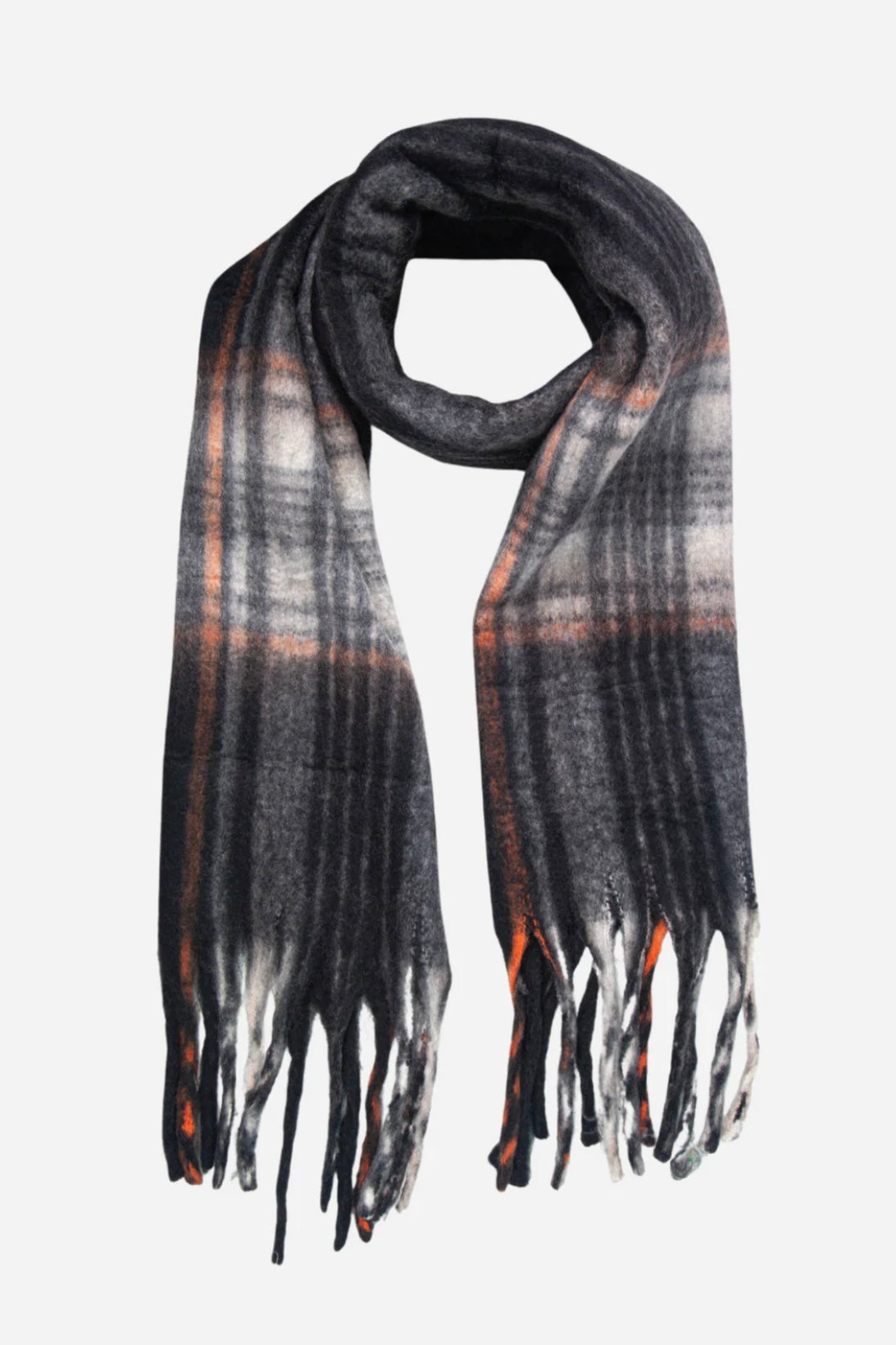 Black Traditional Check Print Heavyweight Scarf