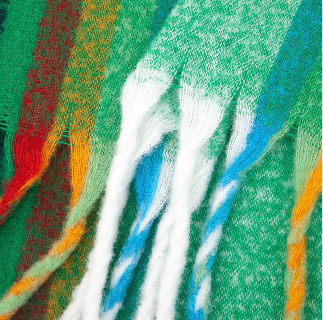 Shelly Heavyweight Scarf - Green Rainbow Stripe