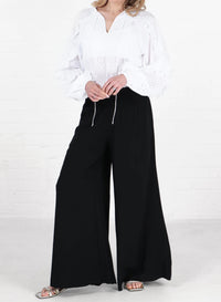 Santana Palazzo Pants - Black, Plain