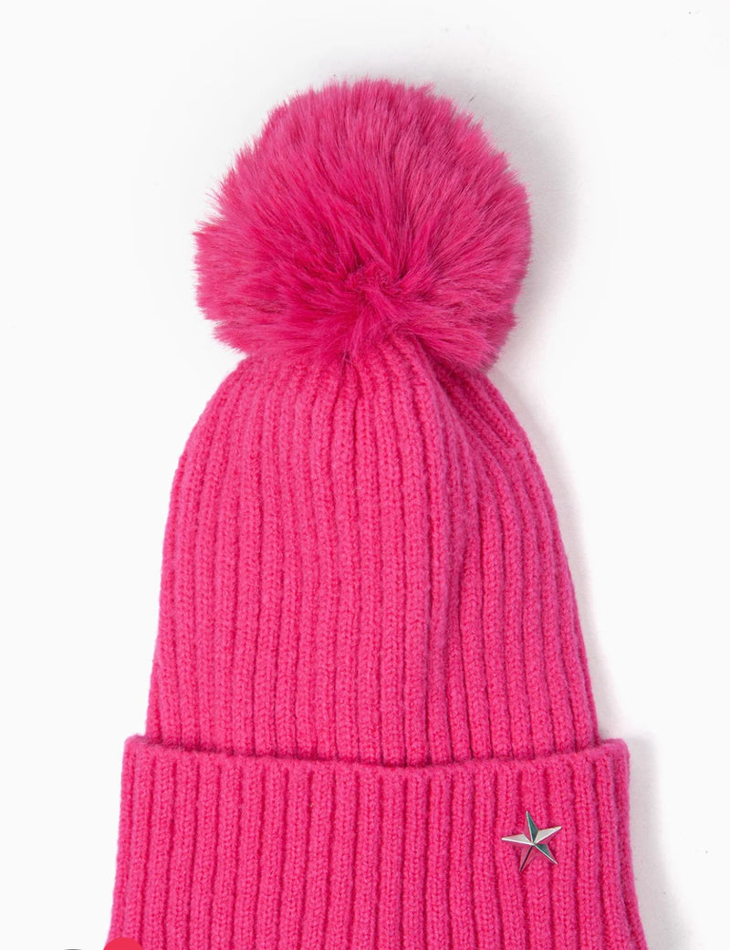 Bonnie Pom Pom Hat - Fuchsia, Silver Star