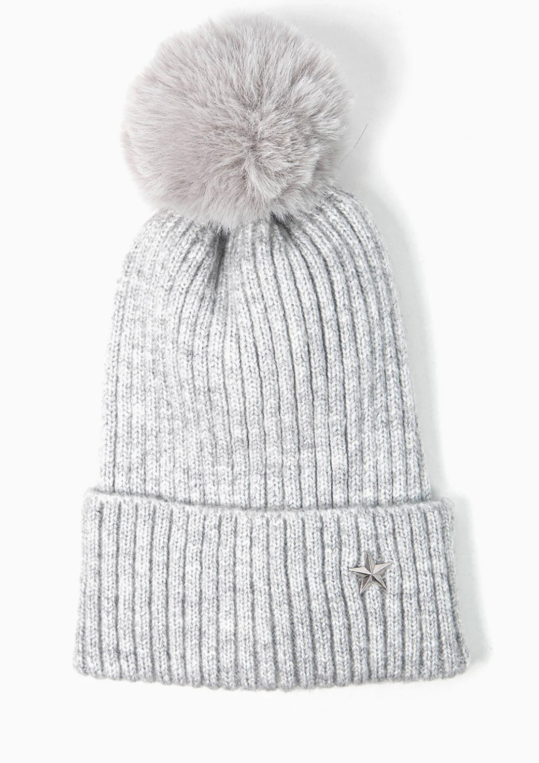 Bonnie Pom Pom Hat - Light Grey, Silver Star