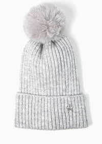 Bonnie Pom Pom Hat - Light Grey, Silver Star