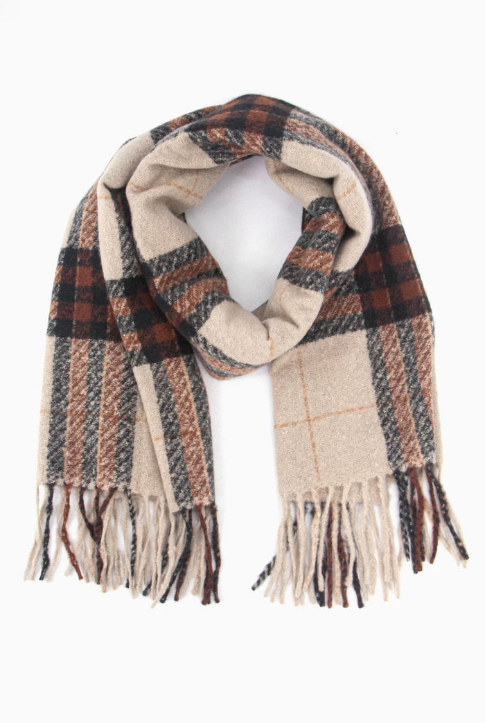 Alba Heavyweight Scarf - Camel Traditional Check